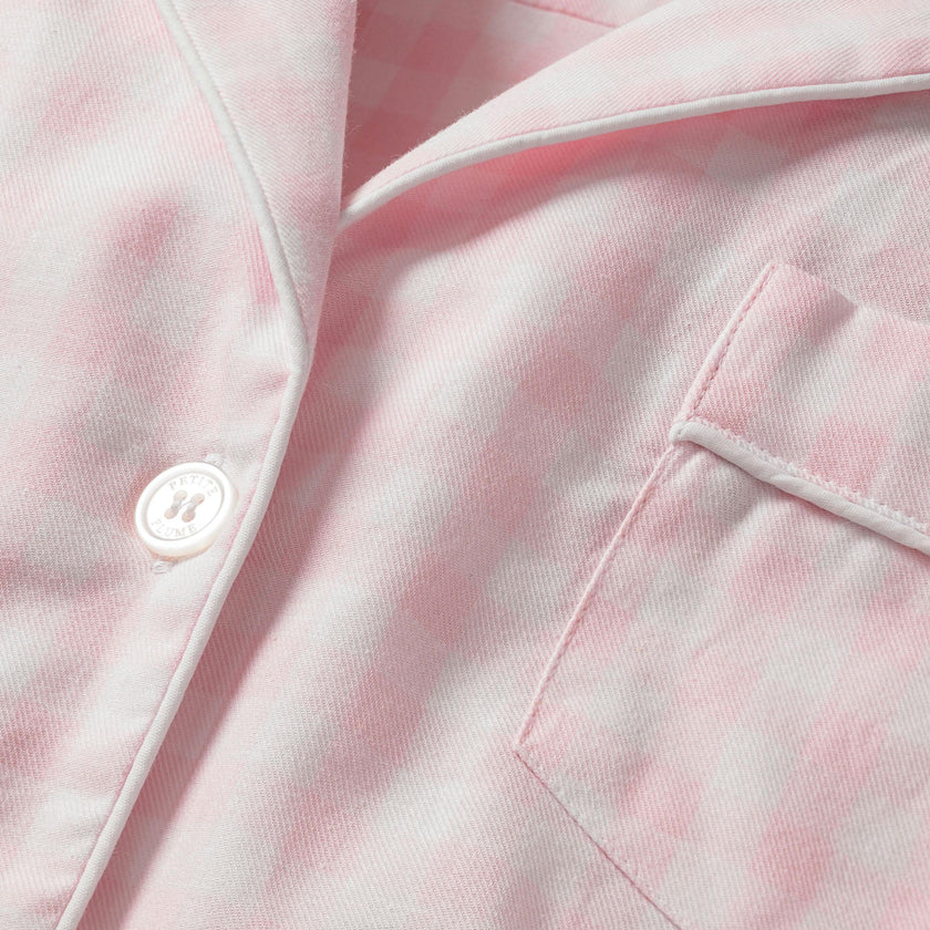 Women's Twill Pajama Short Set in Pink Gingham