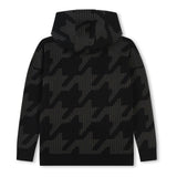 Black Houndstooth Print Sweatshirt