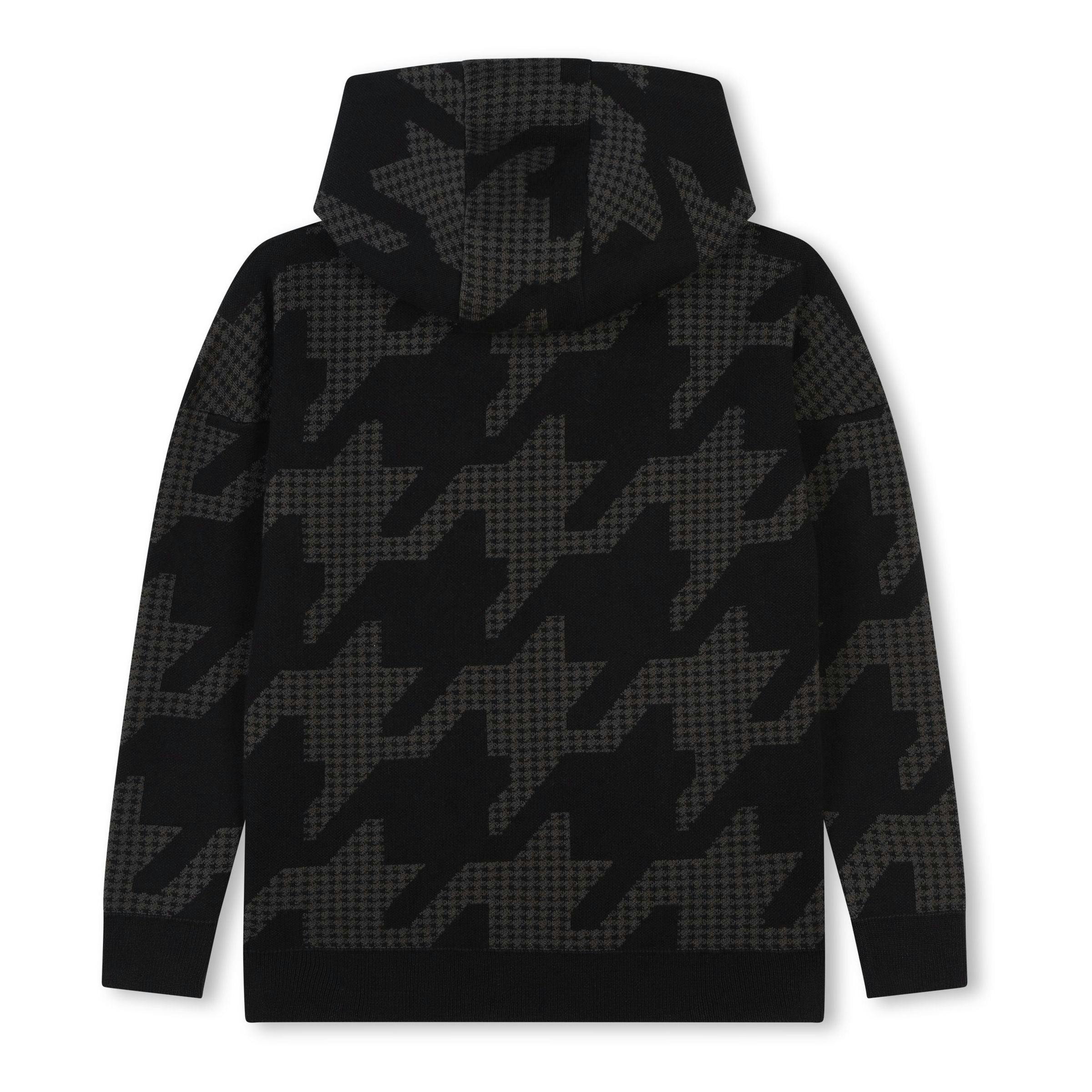 Black Houndstooth Print Sweatshirt