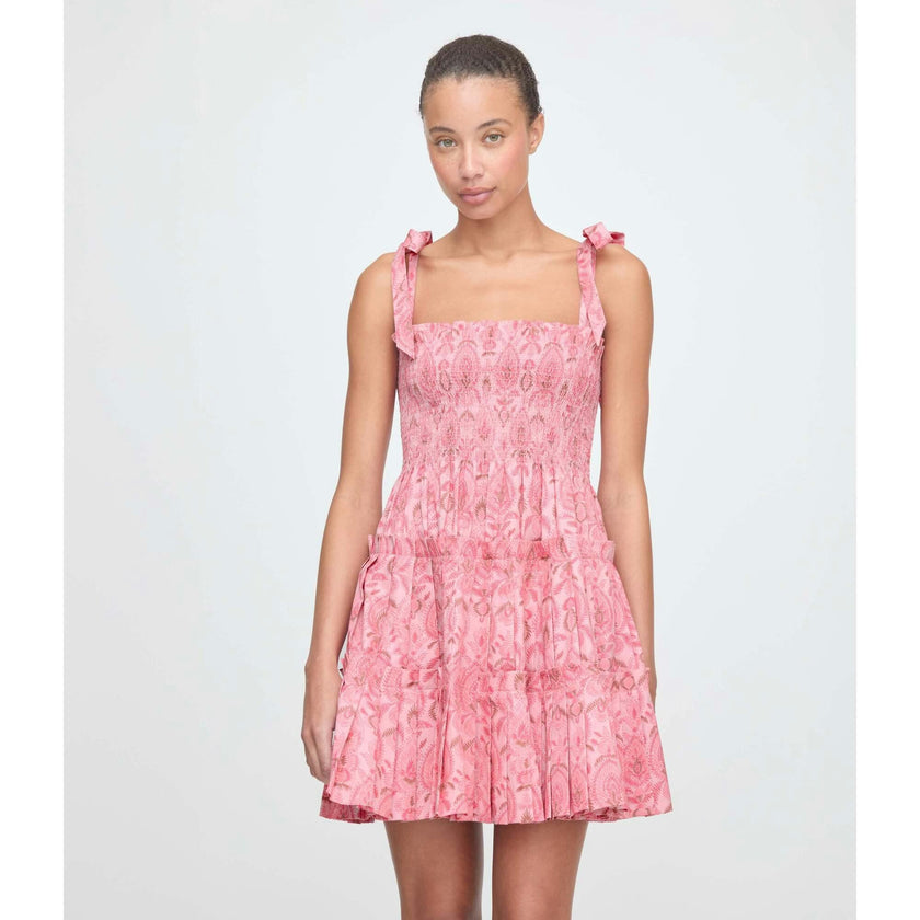 The Ribbon Charlotte Nap Dress - Pink Palm Ikat