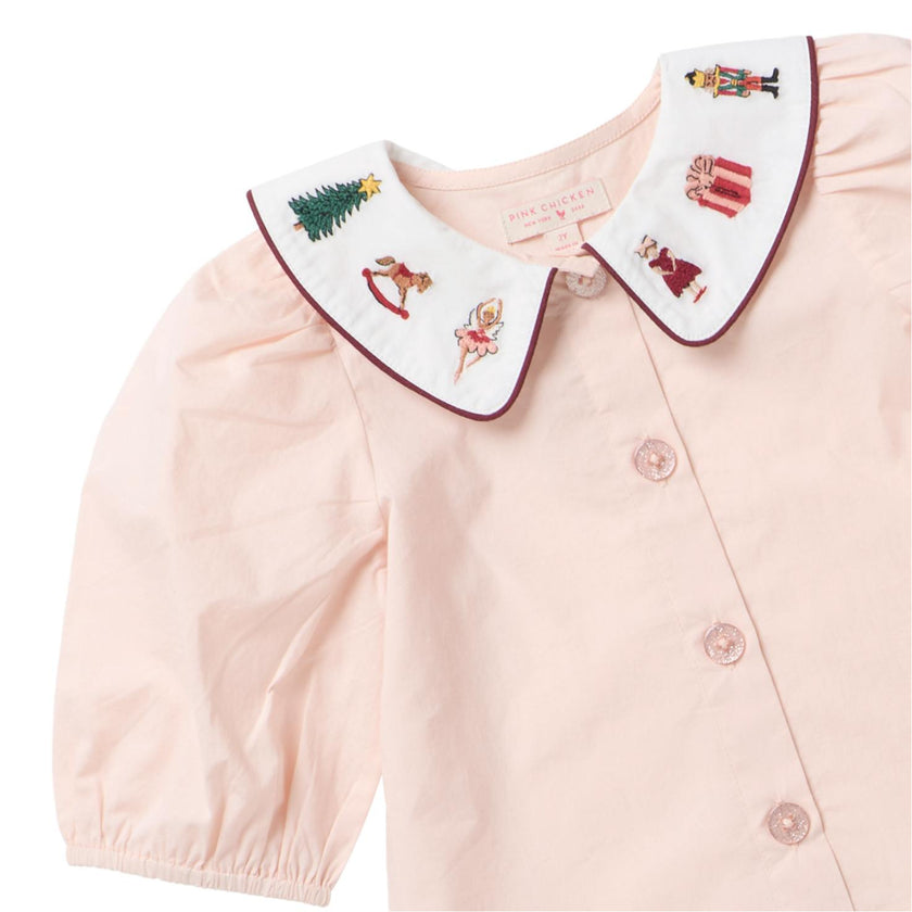 Girls Noelle Top - Nutcracker Embroidery