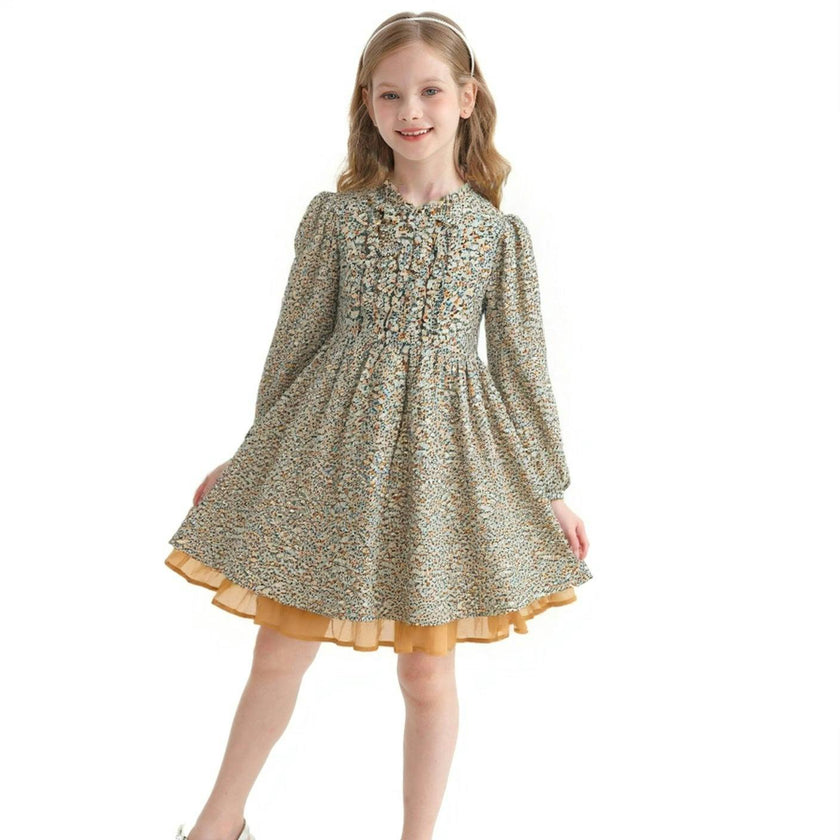 Green Floral Layered Dress