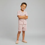 Organic Shirt & Shorts Set - Coral Stripes