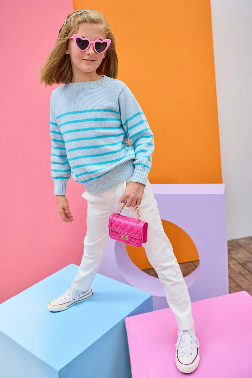 Striped Sweater - Aqua