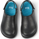 Brutus Fur Cushion Back Velcro Strap Leather Sandals, Black