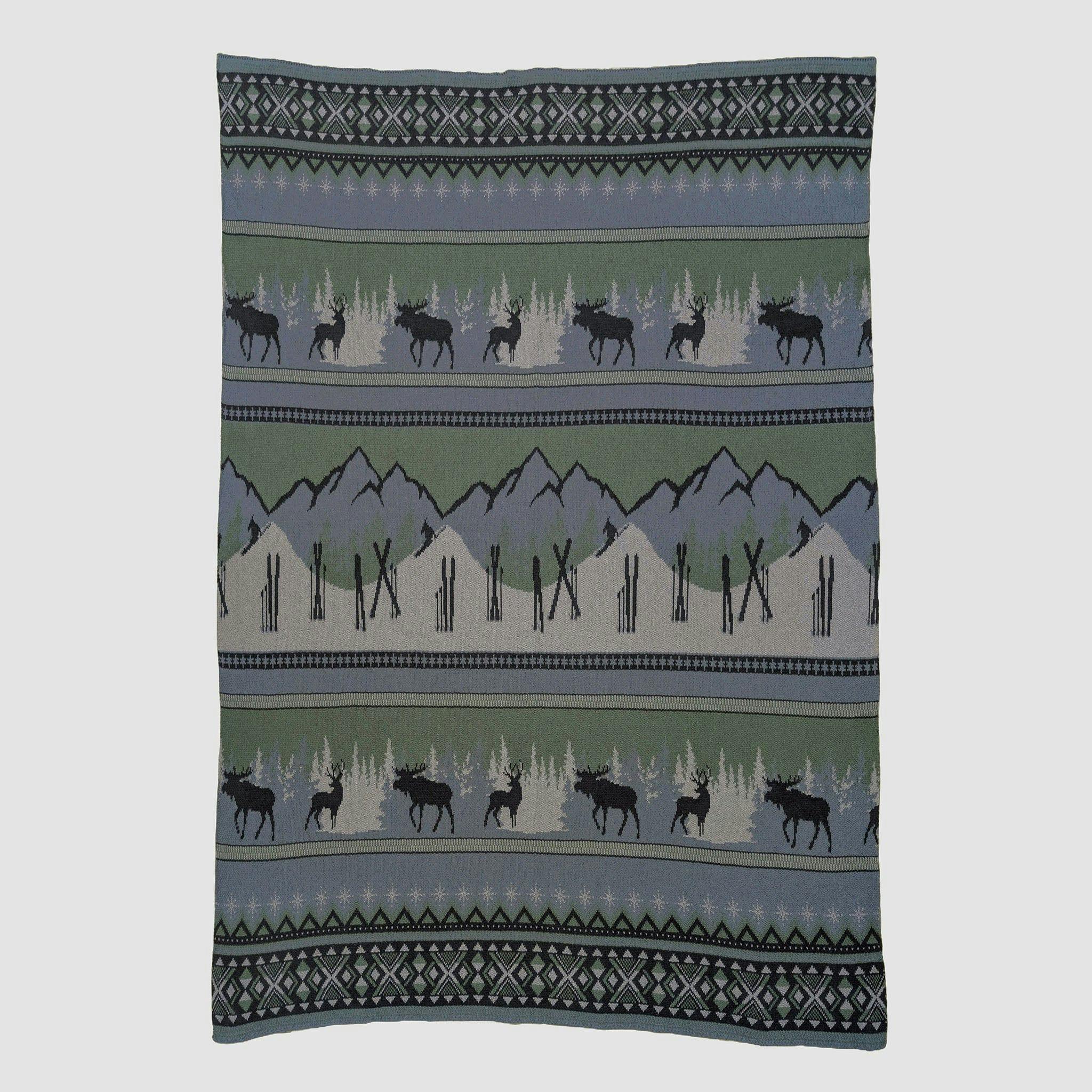 Cotton Sustainable Knit Throw Blanket | Mountain Fair Isle