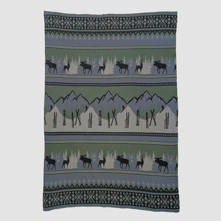 Cotton Sustainable Knit Throw Blanket | Mountain Fair Isle