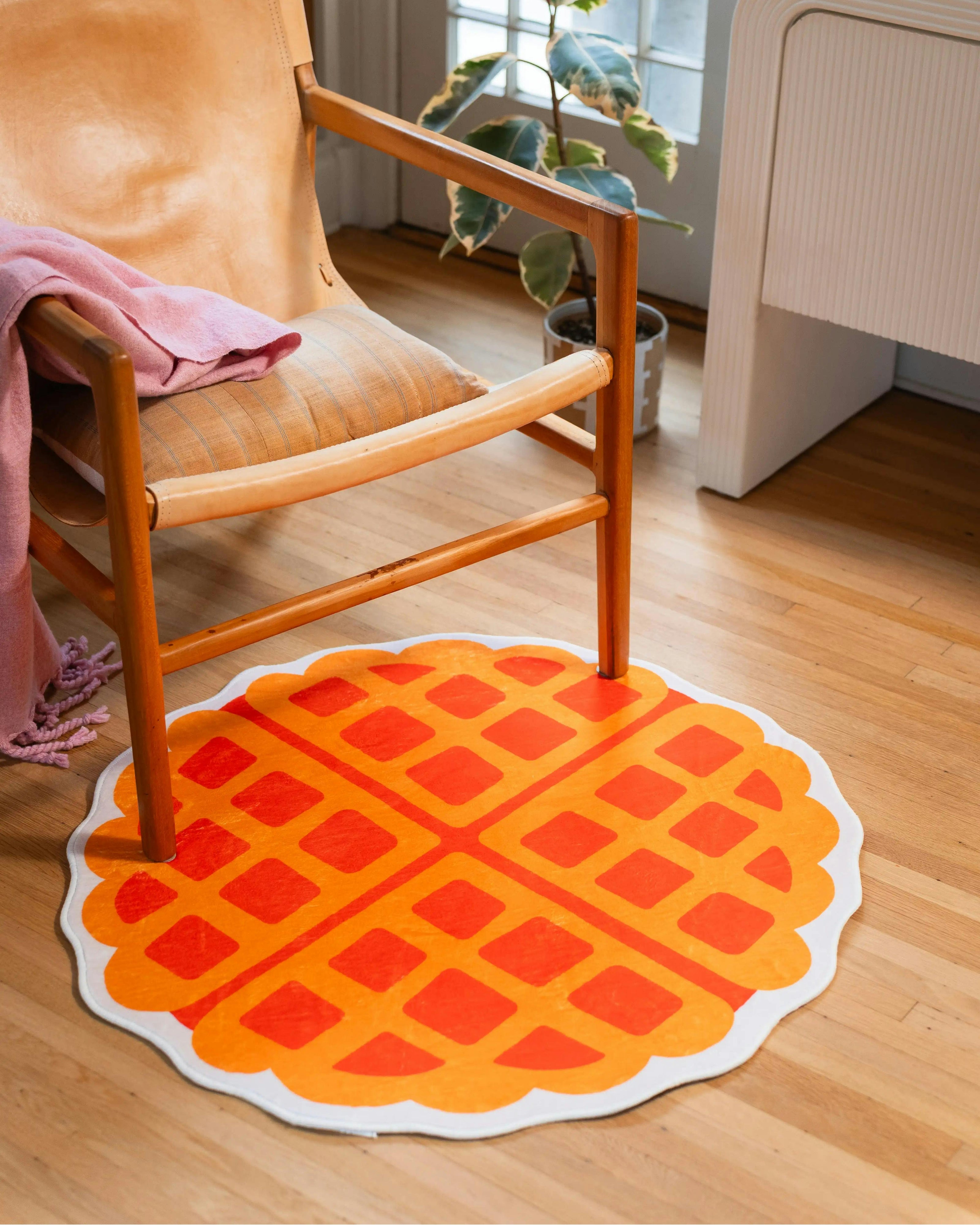 Yellow Irregular Waffle Rug by Becca Franks