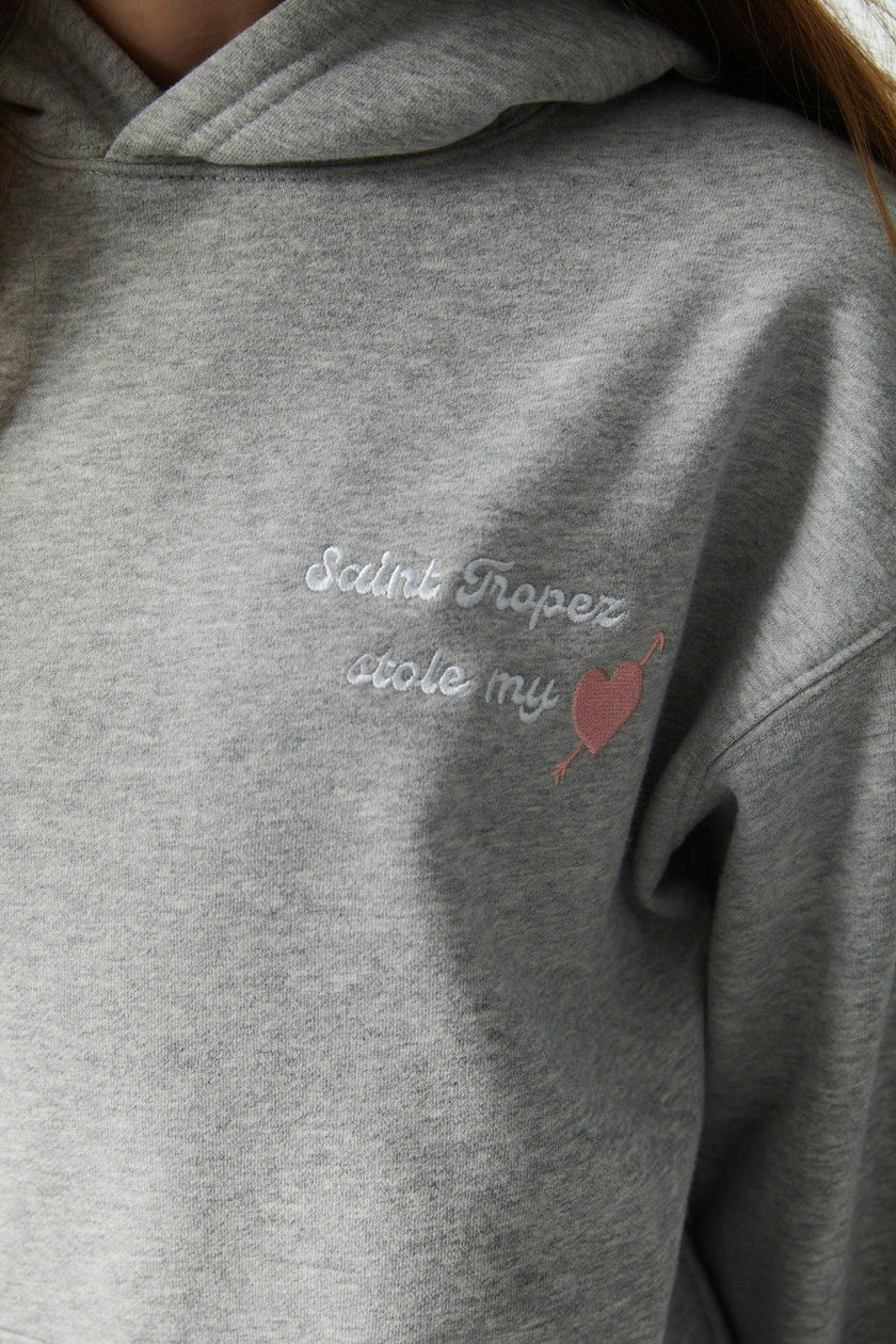 Lea Heather Grey French Terry Oversized Hoodie - Stole My Heart