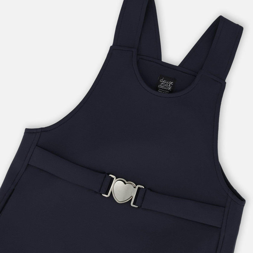 Milano Jumper Dress Navy Blue with Buckle Detail