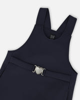 Milano Jumper Dress Navy Blue with Buckle Detail