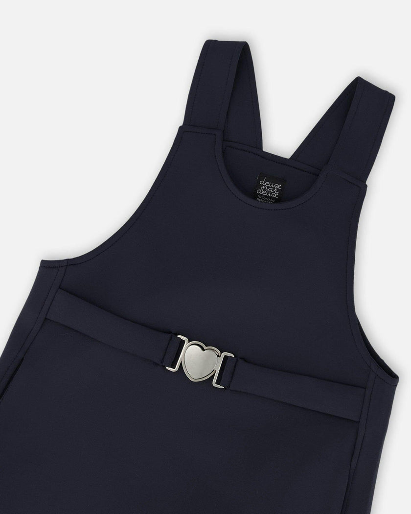 Milano Jumper Dress Navy Blue with Buckle Detail