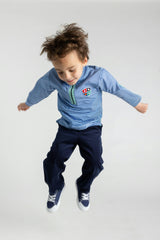 Stripe Performance Knit Half Zip With Sports Crest