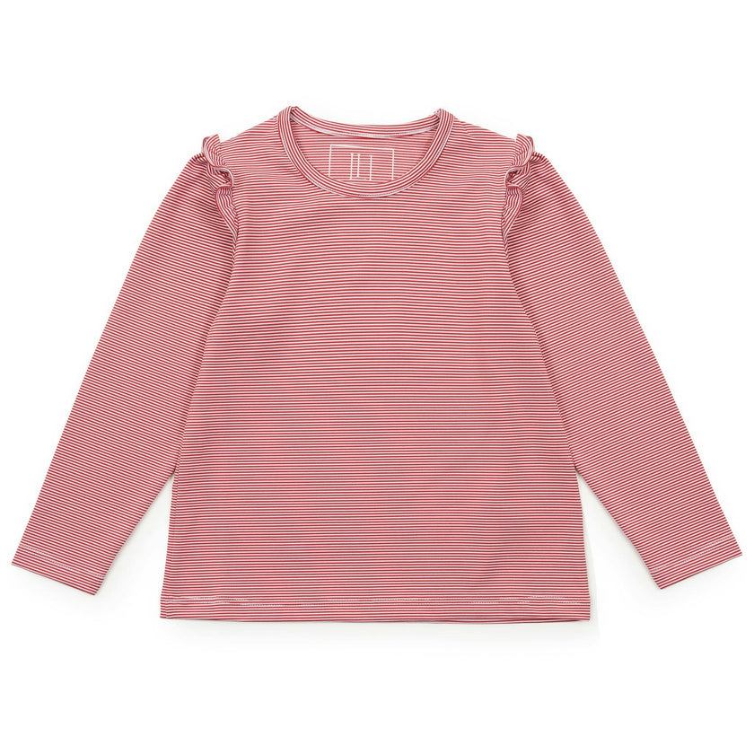 Mia Girls' Longsleeve Performance Top by LH Sport Red Stripes
