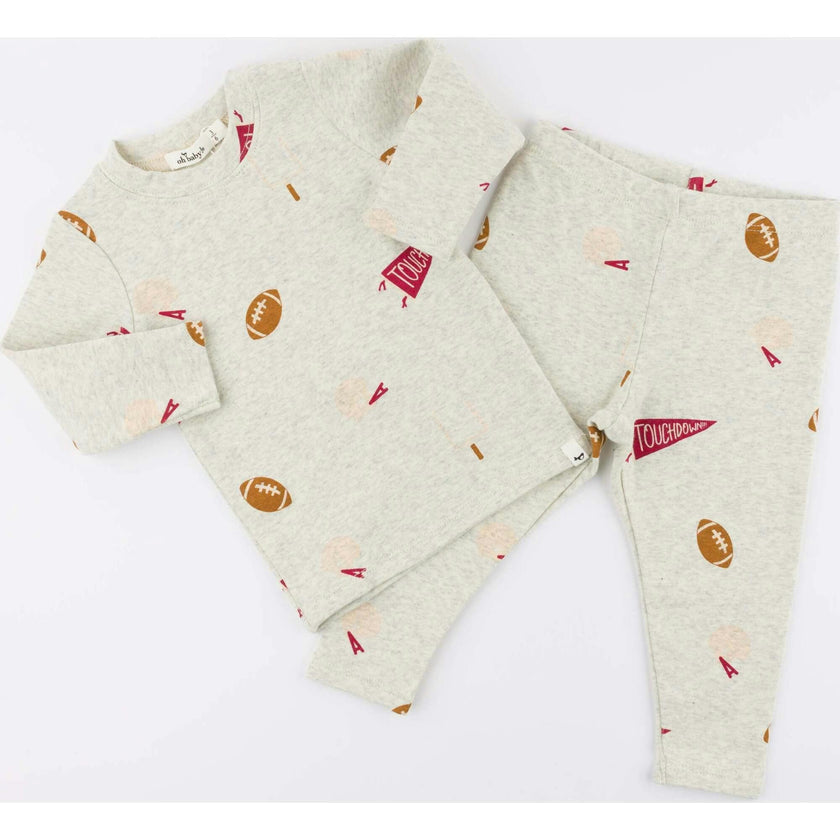 Football Print L/S 2pc Set
