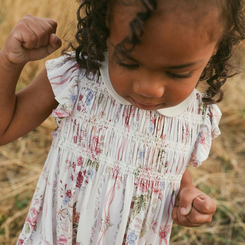 Janey Collared Smocked Ruffled Dress