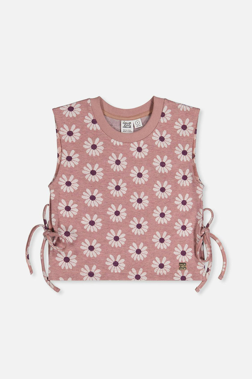 Jacquard Vest Pink Printed Flowers