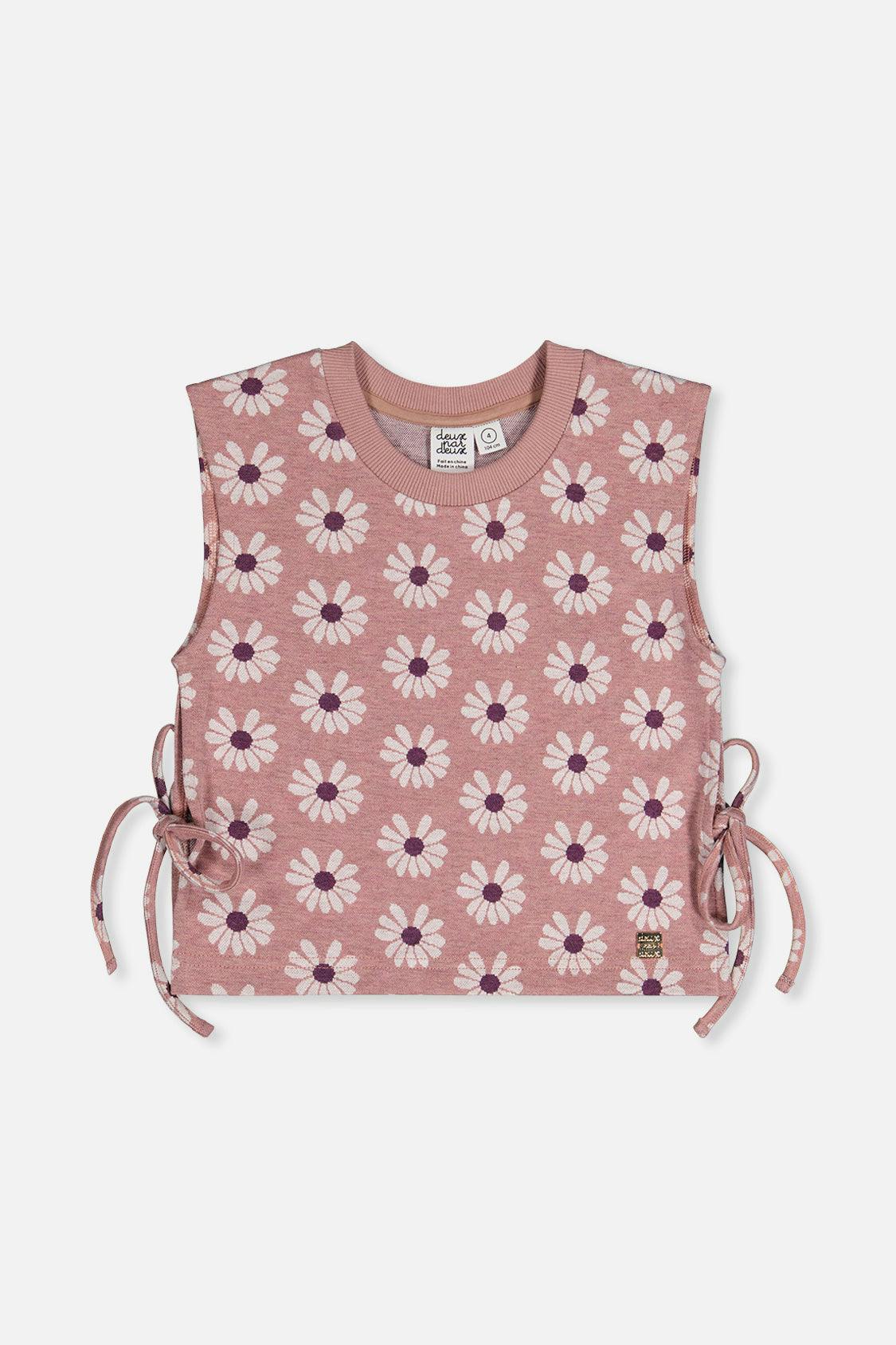Jacquard Vest Pink Printed Flowers
