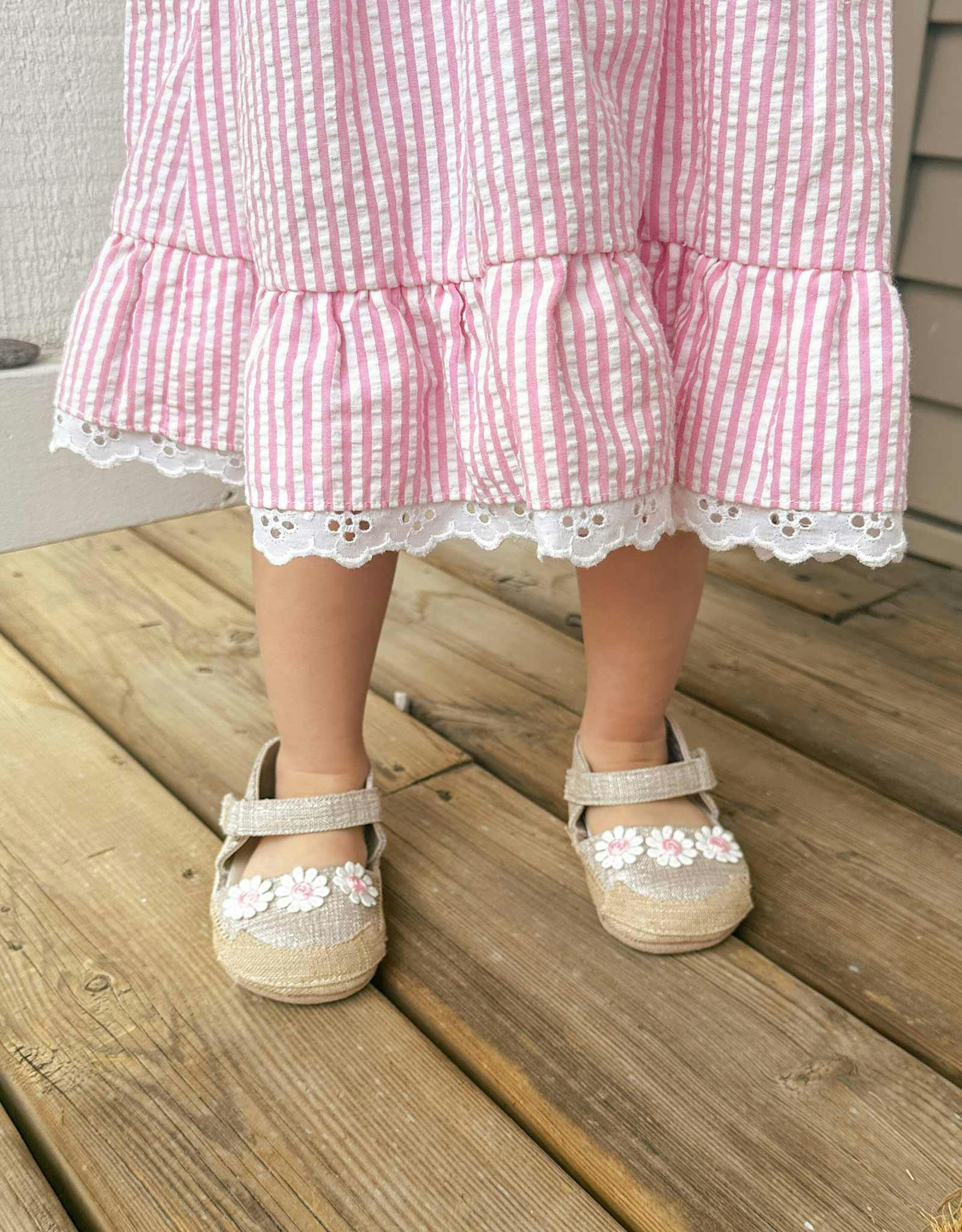 Daisies Tan Lurex Linen Espadrille First Kick