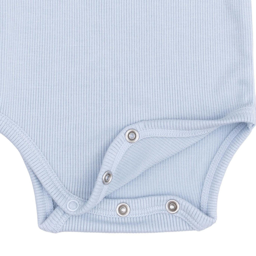 Solid Sheer Blue Rib - Long Sleeve Bodysuit