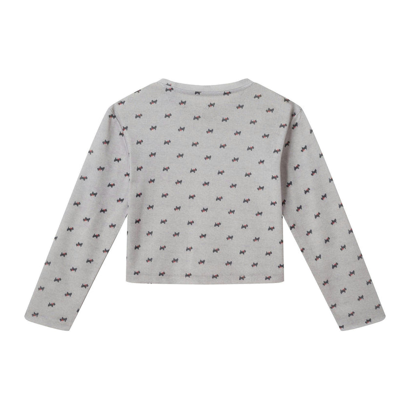 Tween (7-16) Girls Pointelle Pajama Set | Tiny Bows - Grey
