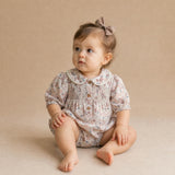 Organic Smocked Long Sleeve Bubble Romper - Wild Sprig