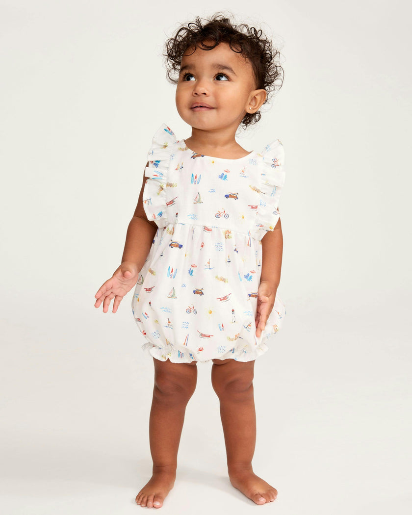 Baby's Twill Ruffled Romper in Summer Nostalgia