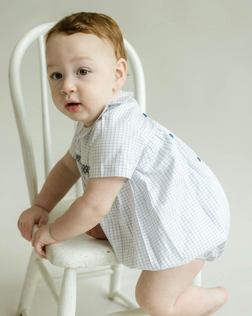 Oliver Gingham Smocked Bubble Romper
