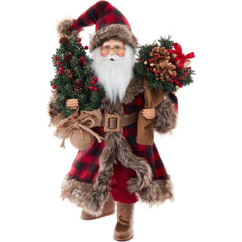 17-Inch Kringles Klaus Santa with Plaid Coat