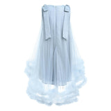 Blue Violeta Sleeveless Ruffle Overlay Dress
