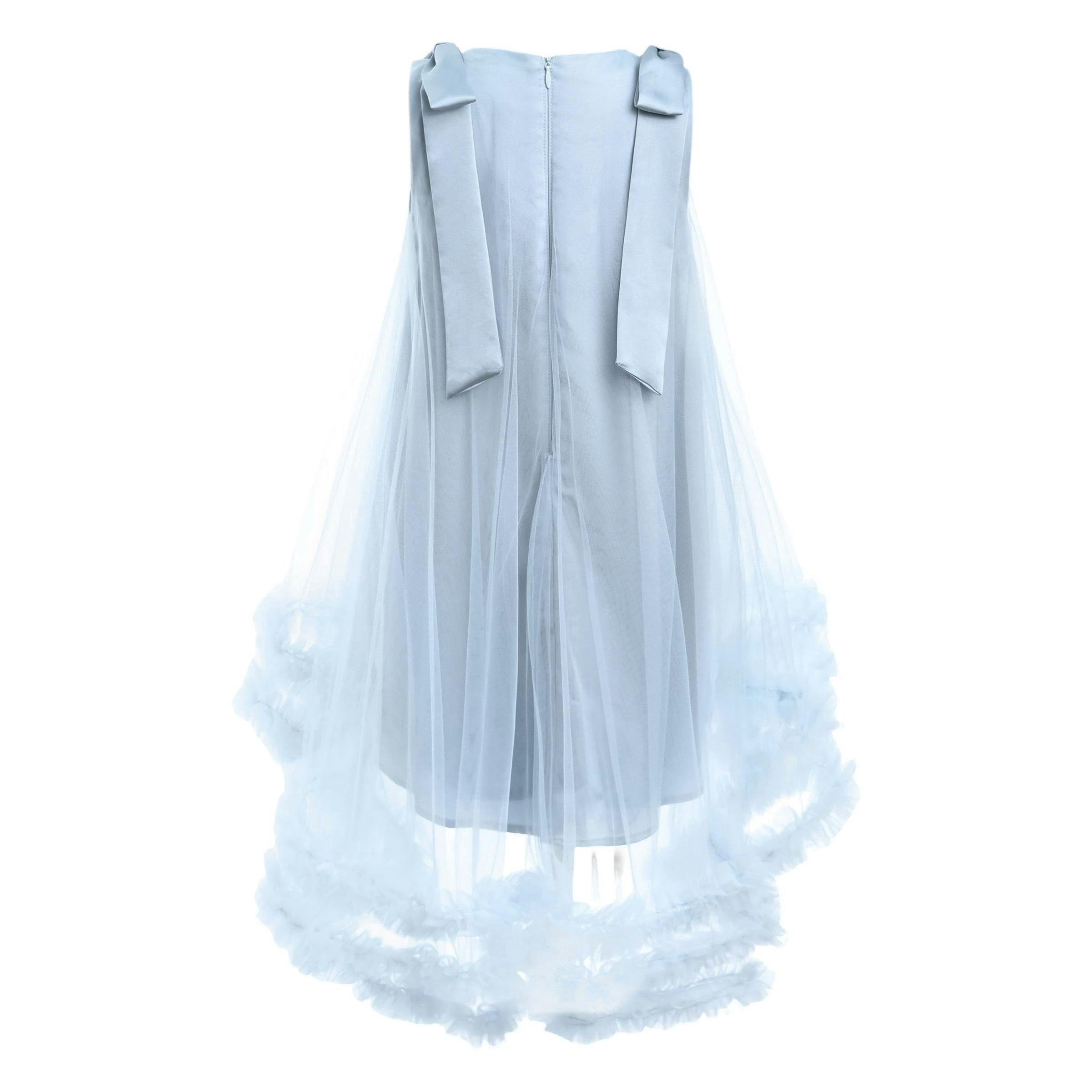 Blue Violeta Sleeveless Ruffle Overlay Dress