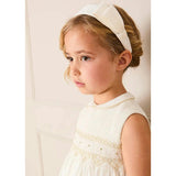 Hand Smocked Gold Embroidered Sleeveless Dress in Ivory (12mths- 10yrs)