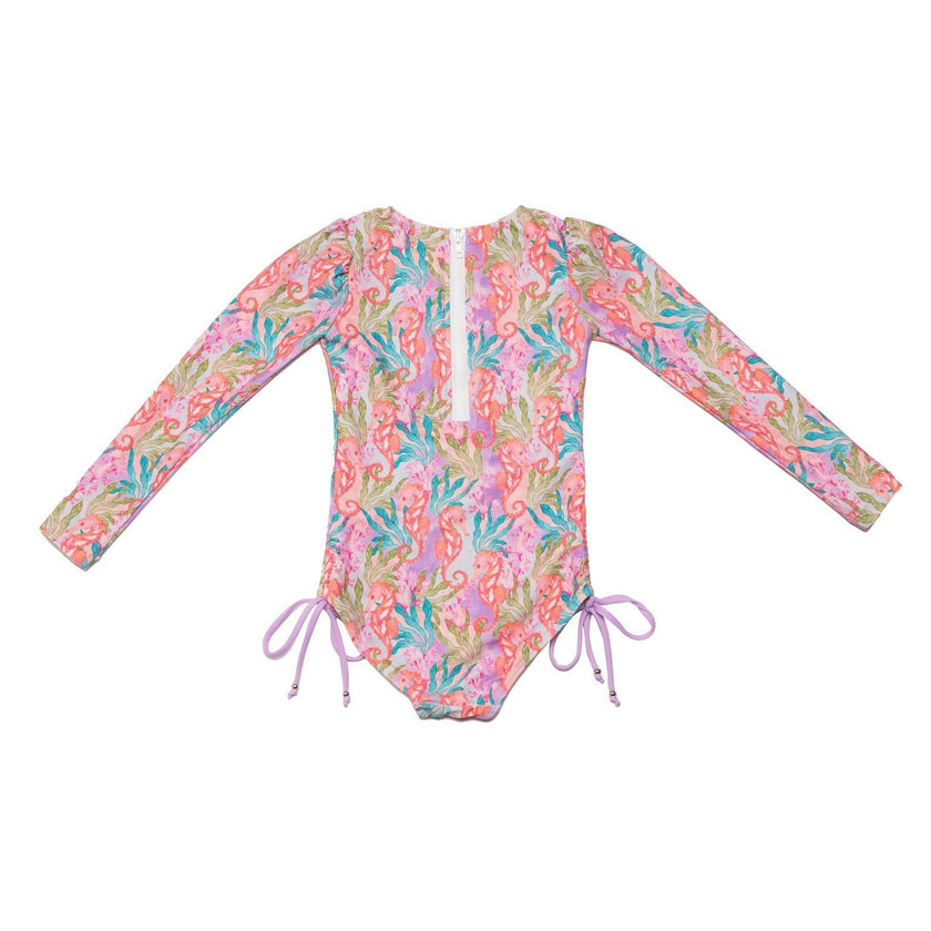 Long Sleeve One Piece Swimsuit with Side Ties