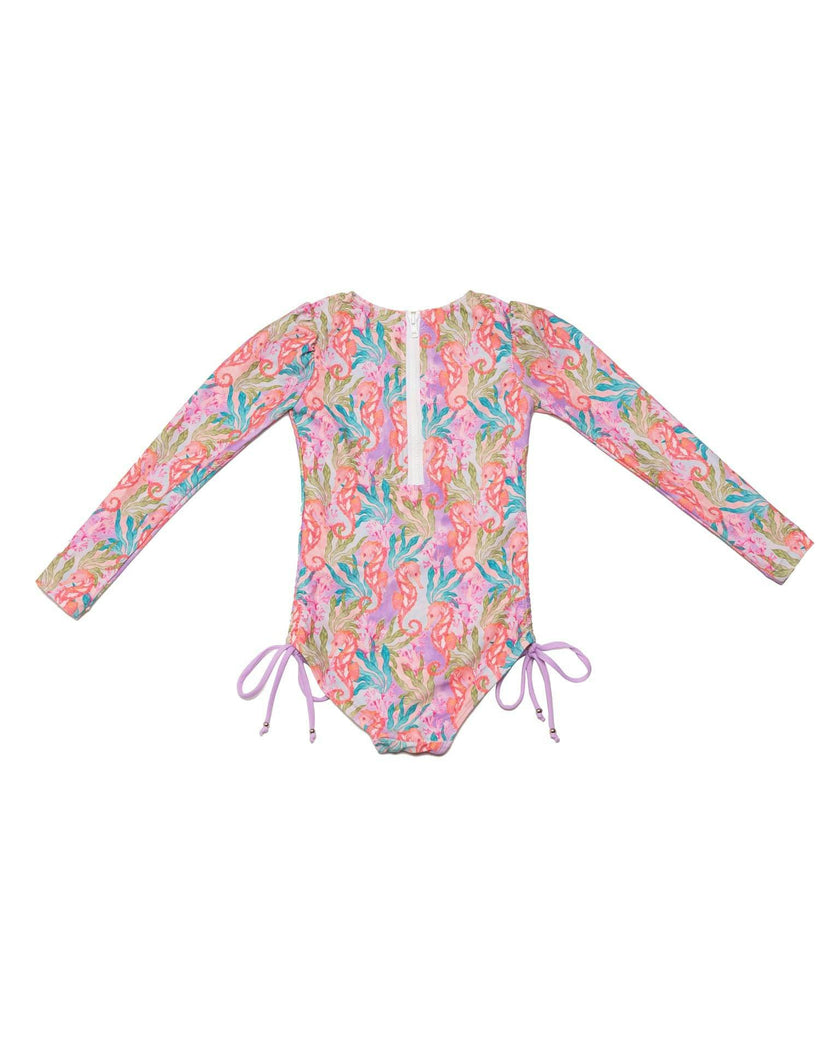 Long Sleeve One Piece Swimsuit with Side Ties