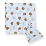 Bamboo Muslin Swaddle Blanket & Topknot Set