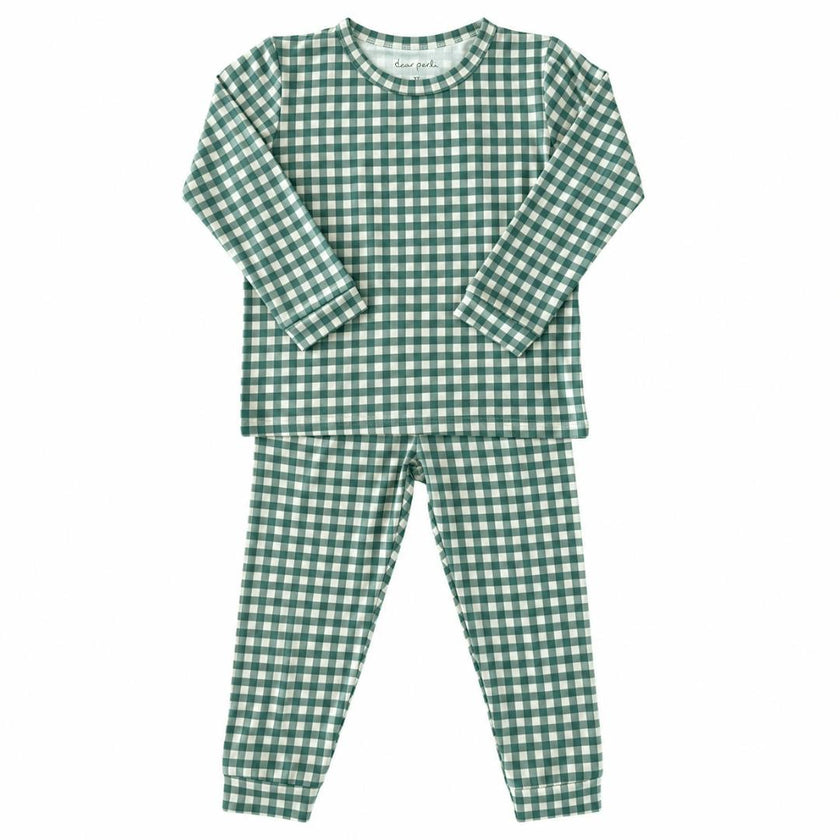 Toddler Pajama Set in Micro Gingham Pine