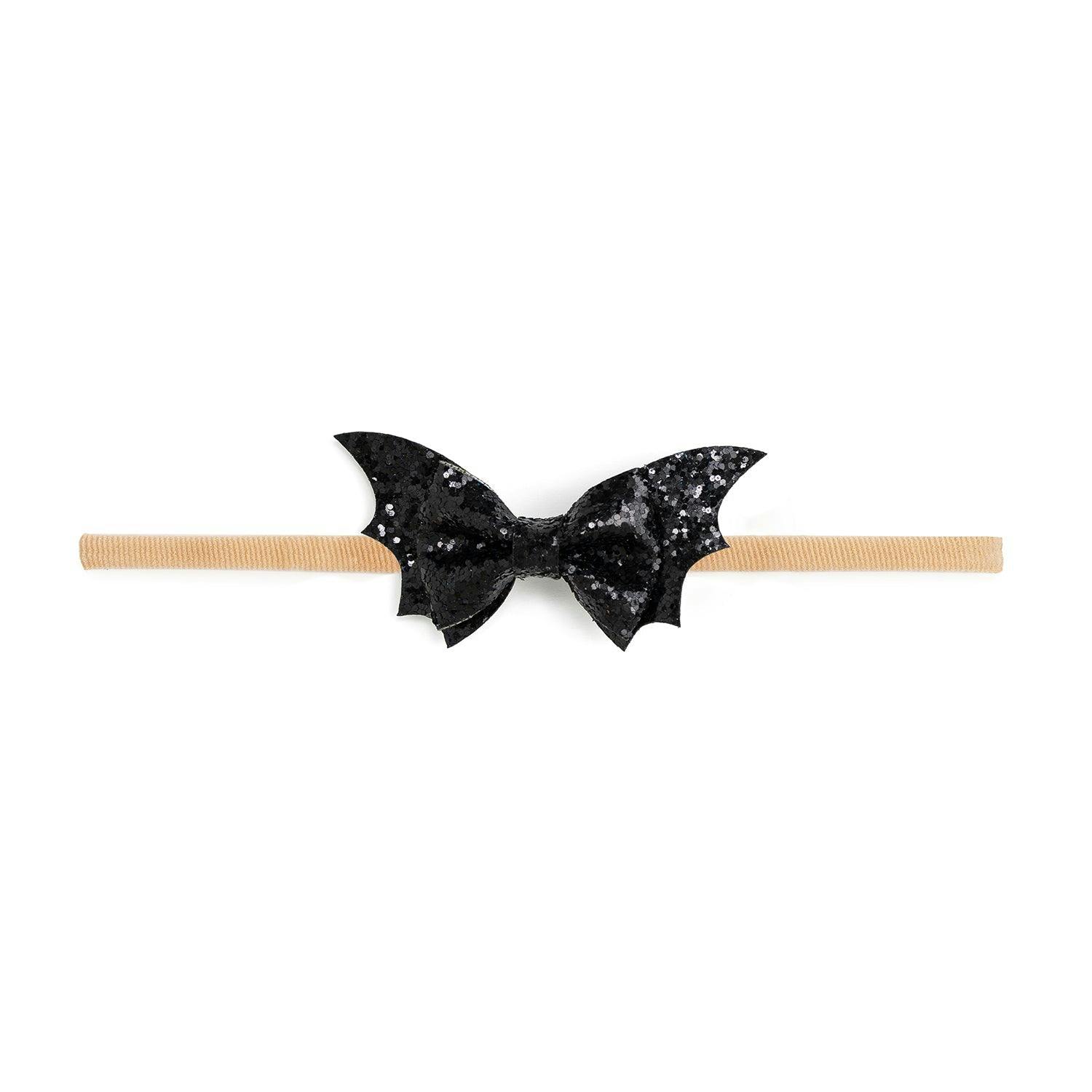 Glitter Bat Halloween Bow Baby Headband