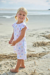 Printed Angel Sleeve Dress - Sea Shells