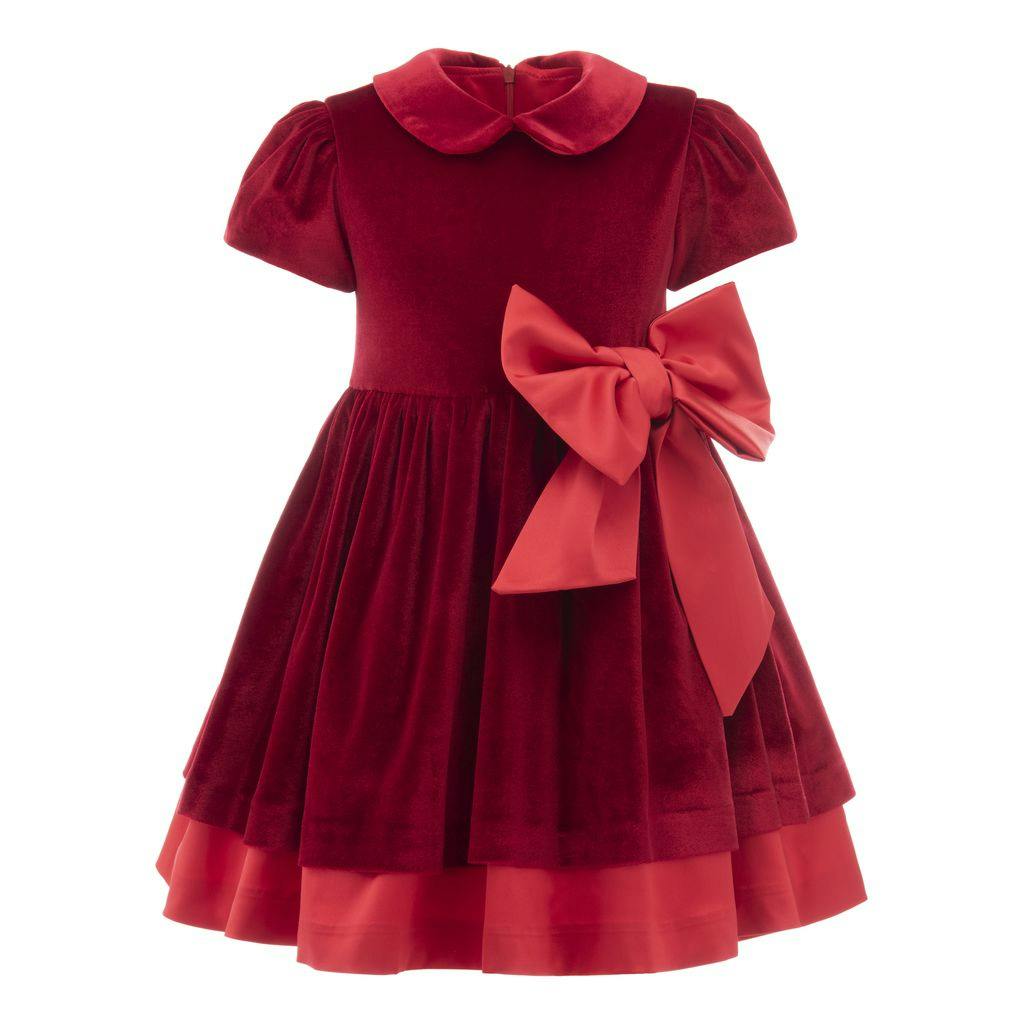 Red Velvet Bow Jersey Dress