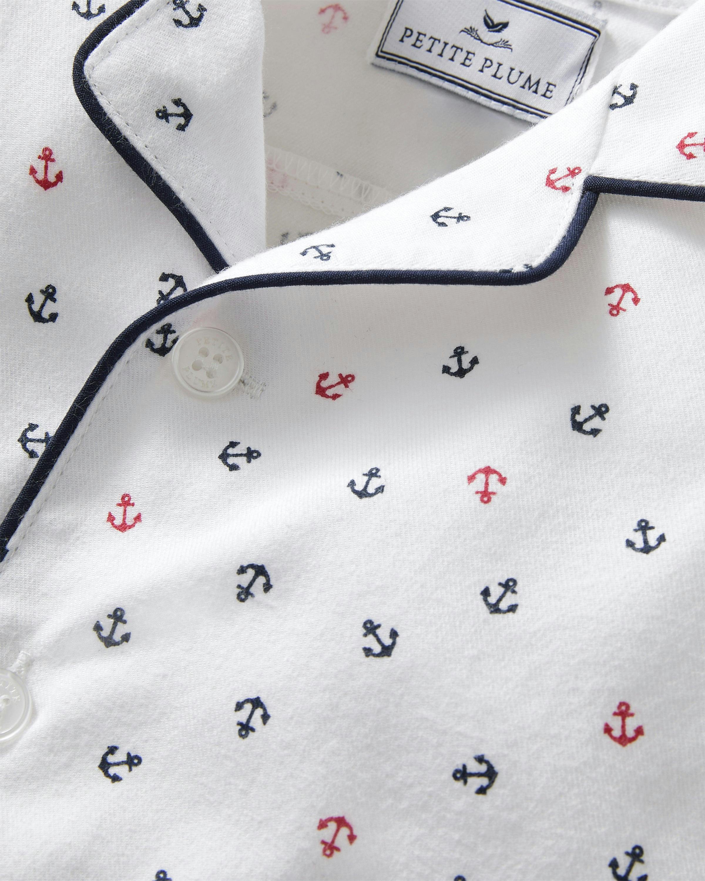 Baby's Twill Summer Romper in Anchors Away White