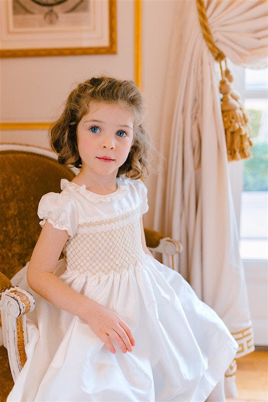Colombe Gold Silk Ceremony Girl Dress