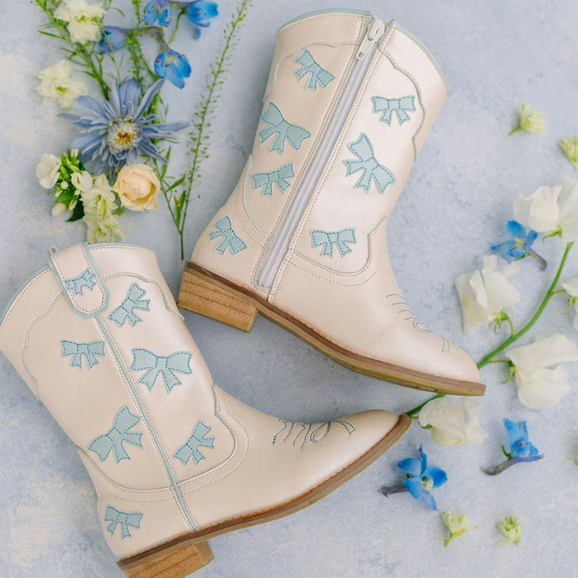 Cowgirl Baby Blue Bow Boots