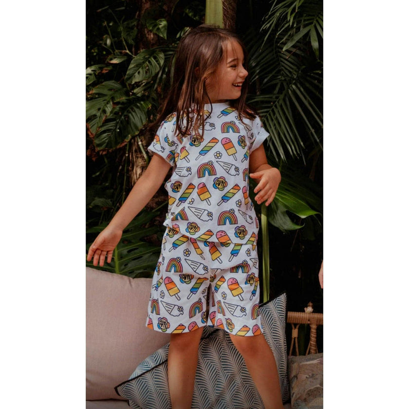 Rainbow Ice Cream 2-Piece Tee & Short Set