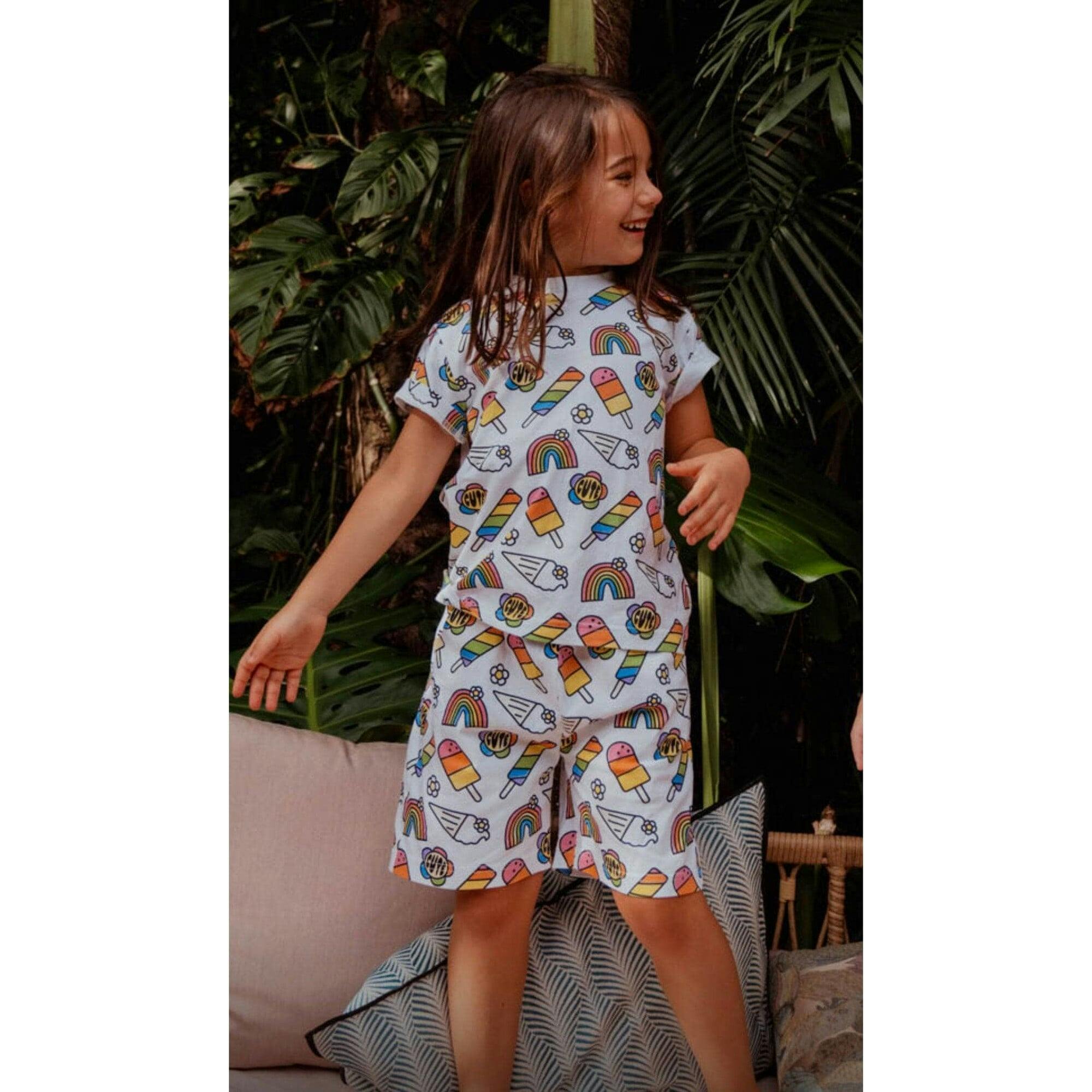 Rainbow Ice Cream 2-Piece Tee & Short Set
