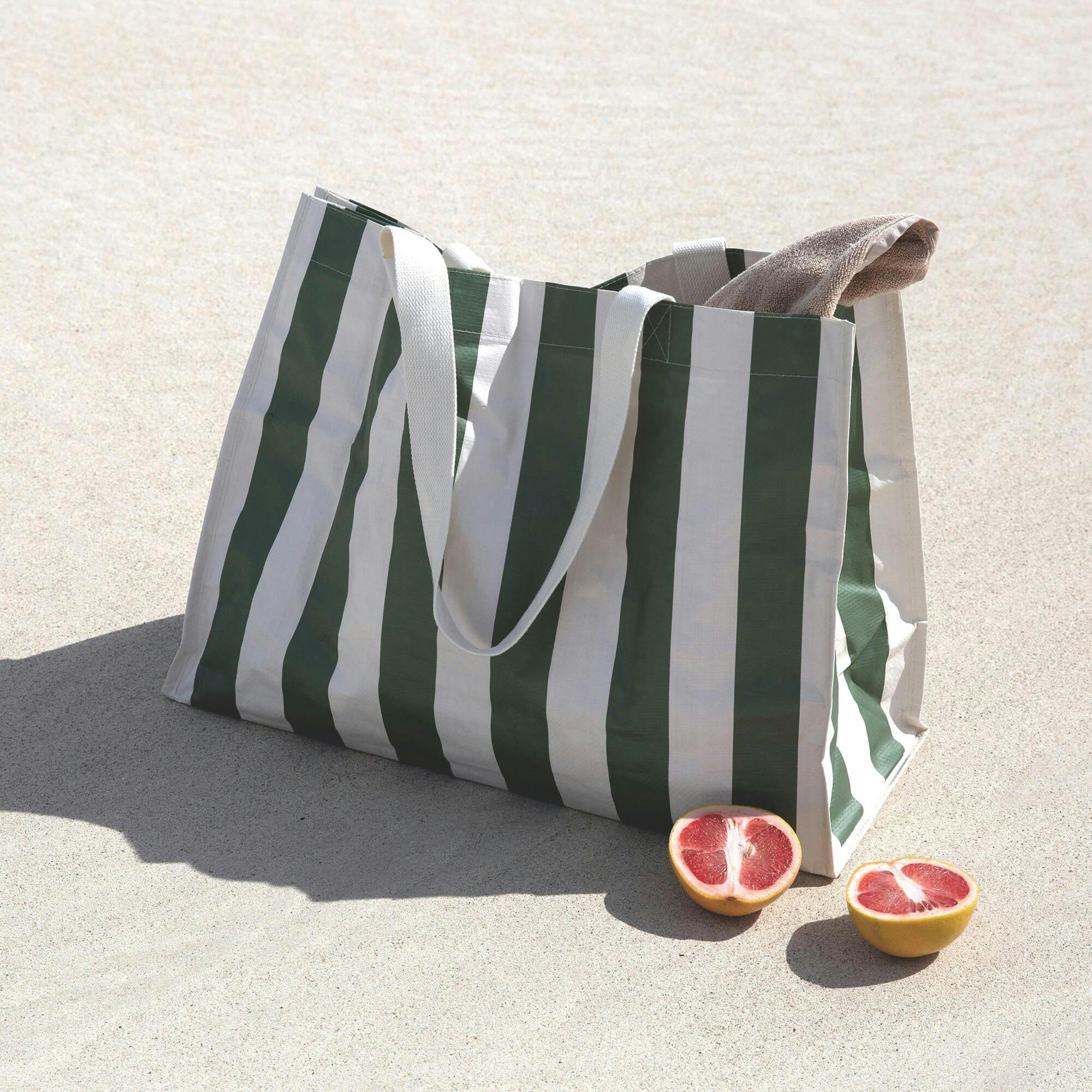 Sunnylife: Carryall Beach Bag - Vacay Olive Stripe