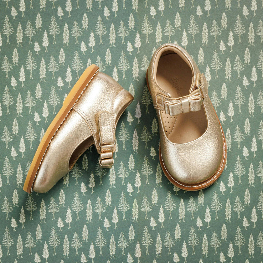 Toddler Bow Mary Jane | Gold Leather
