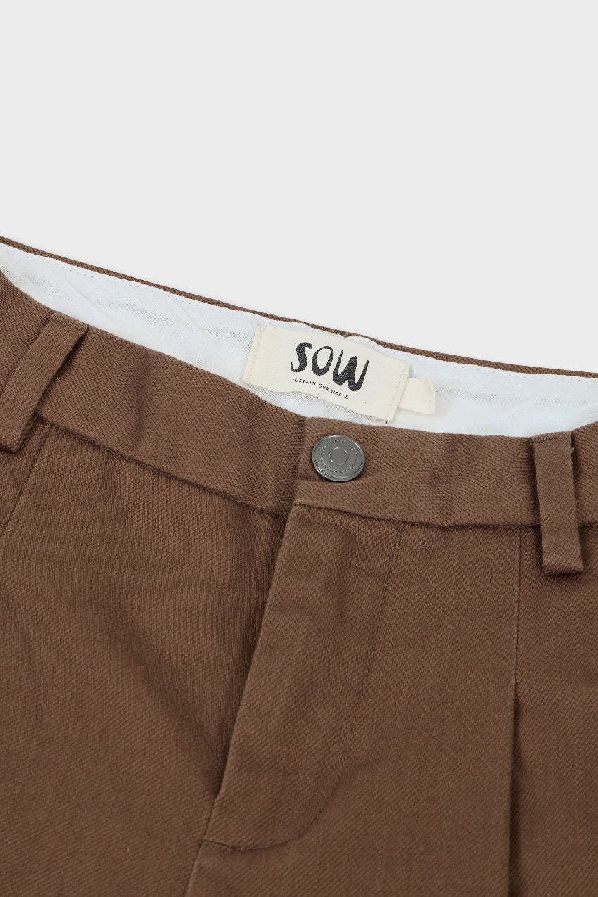 Organic Cotton Wide Leg Double Pleated Pant