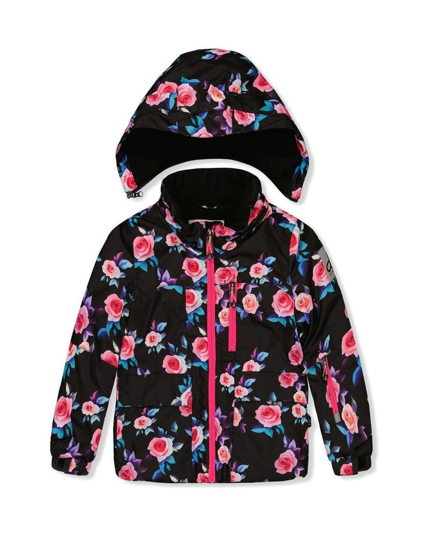 Two Piece Play Snowsuit Black Rose Print