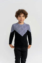 Diamond Knit Textured Long Sleeve Sweater