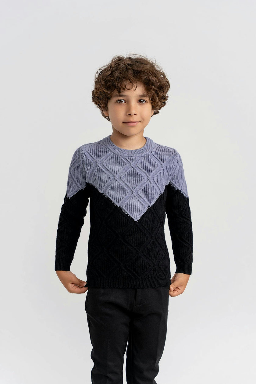 Diamond Knit Textured Long Sleeve Sweater